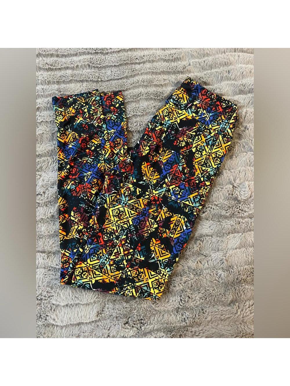 LuLaRoe Leggings One Size OS Black Blue Yellow Red Soft High Rise Patterned NWOT